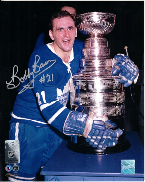 Bobby Baun Signed 8x10 Unframed HHOF Photo Leafs Hugging Cup