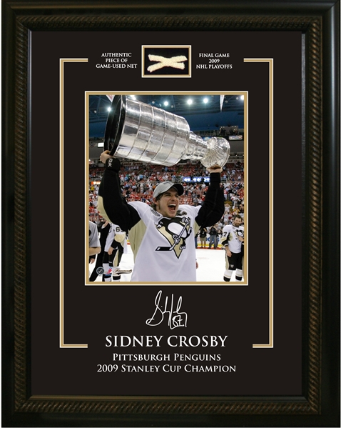 Sidney Crosby 8x10" Photo Photo Piece of Net Pittsburgh Penguins 2009 Stanley Cup
