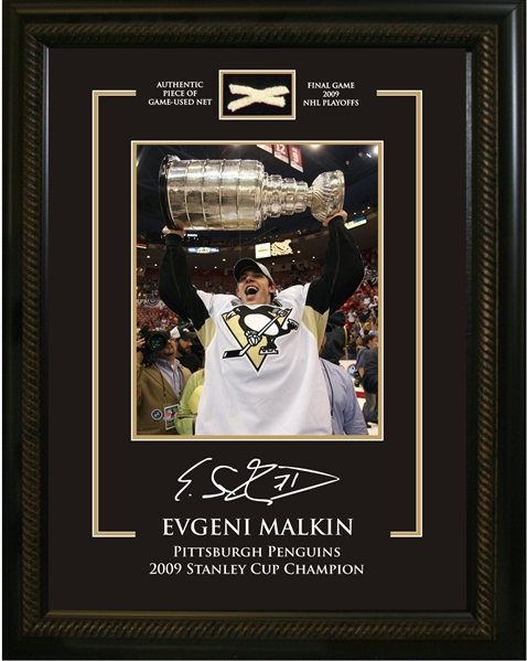 Evgeni Malkin 8x10" Photo Piece of Net Pittsburgh Pittsburgh Penguins 2009 Stanley Cup