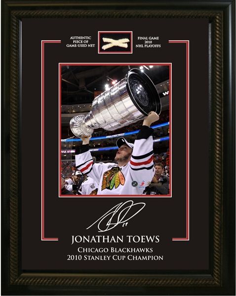 Jonathan Toews 8x10" Photo with Piece of 2010 Stanley Cup Net
