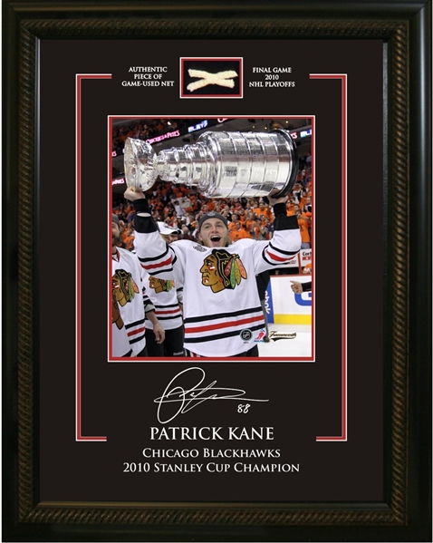 Patrick Kane 8x10" Photo Photo with Piece of 2010 Stanley Cup Net