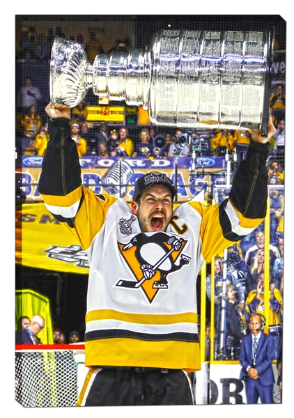 Sidney Crosby 20x29" NHL Art Canvas 2017 Stanley Cup