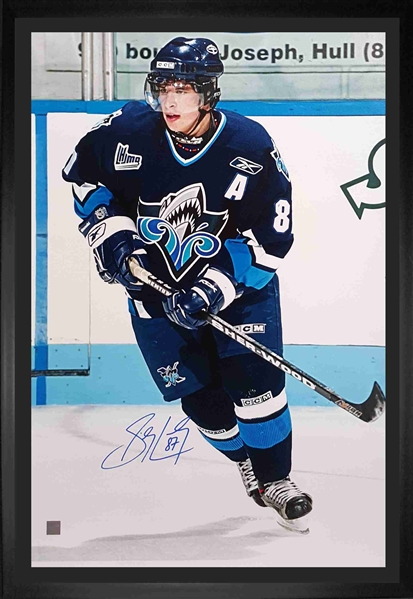 Sidney Crosby Signed 20x29 Canvas Framed Oceanic Blue - Skating