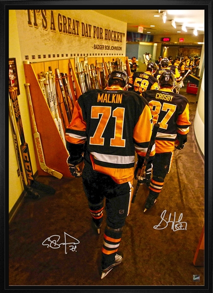 Crosby & Malkin Dual Signed 20x29 Canvas Framed Penguins Hallway-V