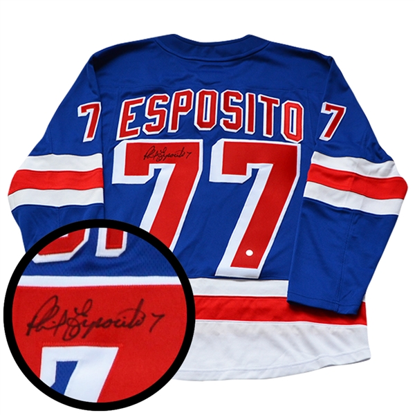 Phil Esposito, Signed Jersey Rangers Blue Replica Fanatics