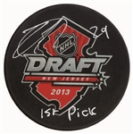 Nathan MacKinnon Signed Puck 2013 Draft Inscribed "1st Pick"