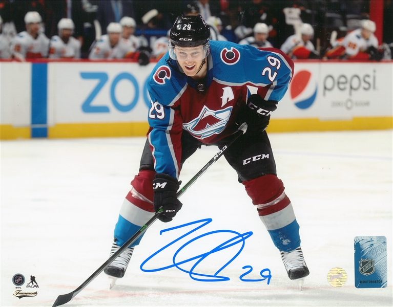 Nathan MacKinnon, Signed 8x10 Unframed Avalanche Bent Over