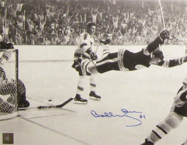 Bobby Orr, Signed 11x14 Unframed Bruins The Goal B/W