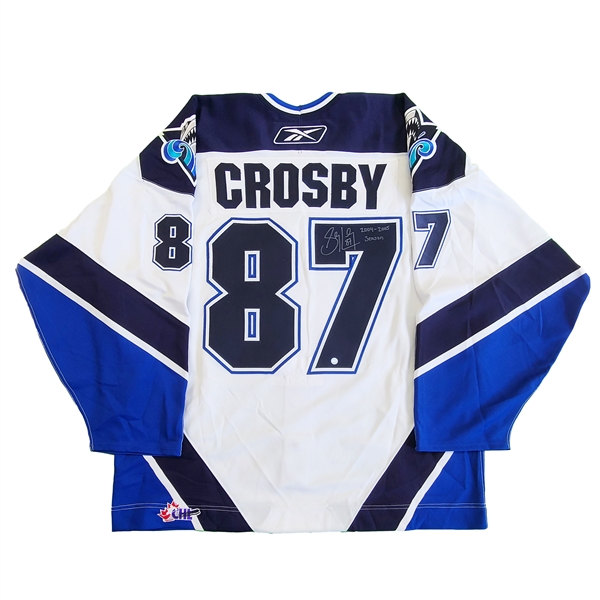 Sidney Crosby Rimouski Oceanic Signed and Inscribed jersey (slightly faded signature)