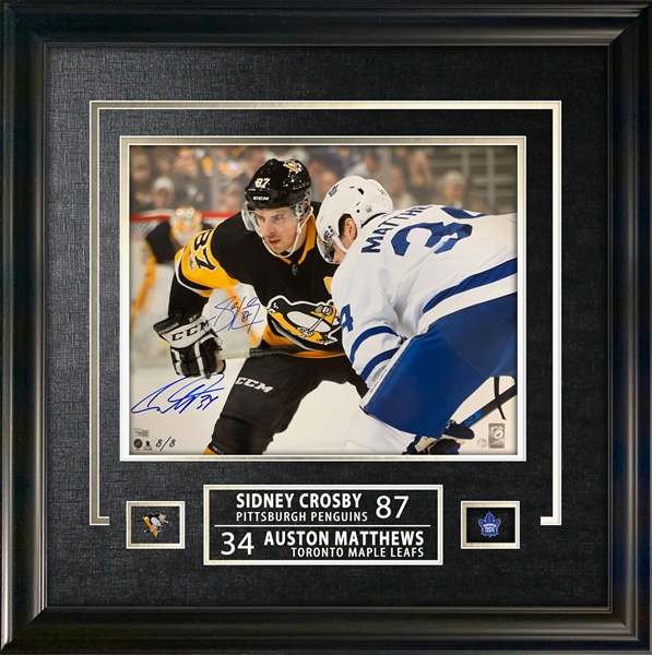 Sidney Crosby and Auston Matthews Dual Signed Faceoff LE/ 8