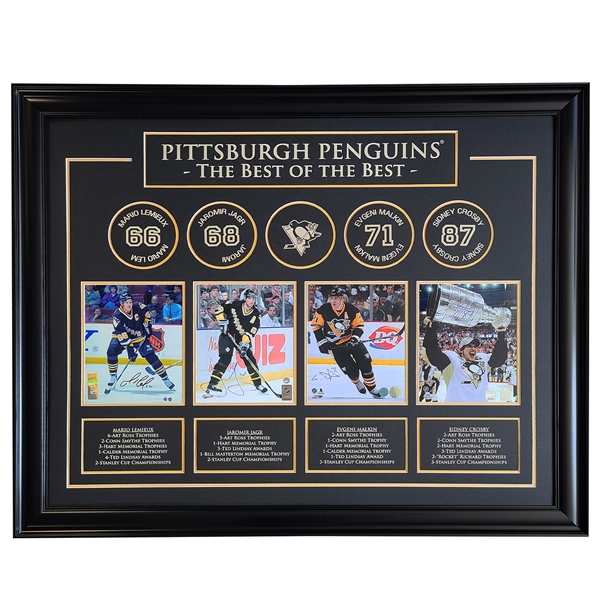 Sidney Crosby / Mario Lemieux / jaromir Jagr / Evgeni Malkin Signed 8x10s Framed Penguins Best of the Best