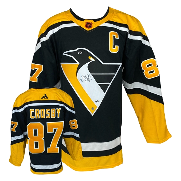 Sidney Crosby Signed Jersey Penguins 2022 Reverse Retro Adidas Front Signed Black L/E 87