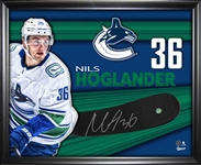 Nils Hoglander Signed PhotoGlass Framed Vancouver Canucks Stickblade