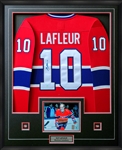 Guy Lafleur Signed Framed Montreal Canadiens Red Jersey 