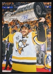Sidney Crosby Pittsburgh Penguins Signed Framed 20x29 Raising Stanley Cup Canvas