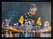 Erik Karlsson Signed 20x29 Framed Canvas Penguins Skyline-H (Limited Edition of 65)