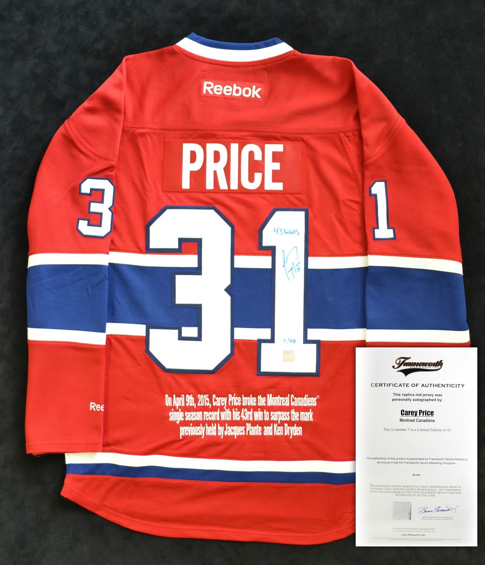 Lot Detail - Ken Dryden Signed Montreal Canadiens Jersey and