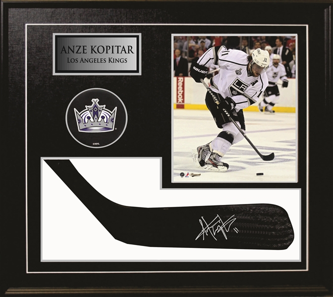 Anze Kopitar - Signed & Framed LA Kings Stickblade Featuring 8x10" Action Photo & LA Kings Hockey Puck