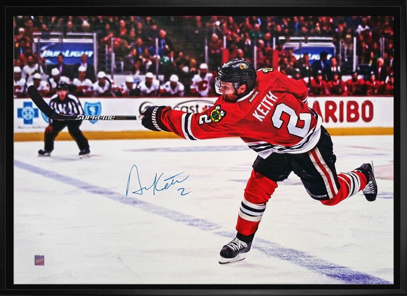 Duncan Keith - Signed & Framed 20x29 Canvas - Chicago Blackhawks Shooting