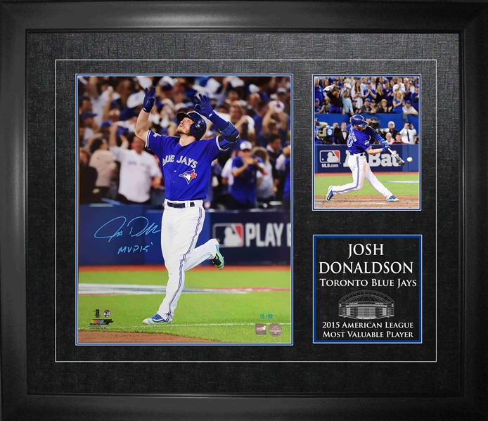 Josh Donaldson - Signed & Framed 16x20" Etched Mat Toronto Blue Jays - Inscribed 2015 MVP LE99