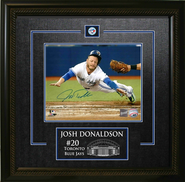 Josh Donaldson - Signed & Framed 8x10 Etched Mat Toronto Blue Jays White Slide
