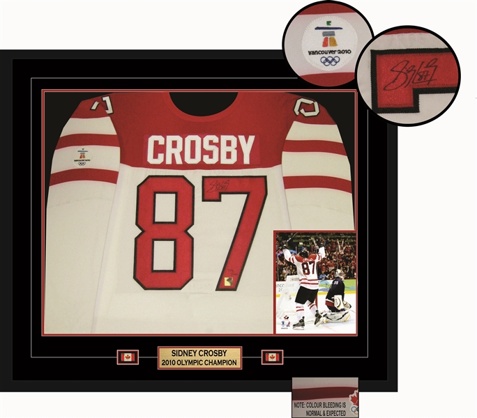 Sidney Crosby - Signed & Framed Game Model Team Canada White 2010 Olympics Jersey