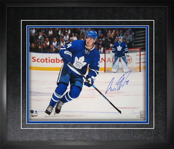 Auston Matthews - Signed & Framed 16x20" Toronto Maple Leafs Blue Action