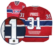 LIMITED EDITION - Carey Price - Signed & Embroidered Red Montreal Canadiens Most Wins Record Jersey -  Limited Edition #43/ 43