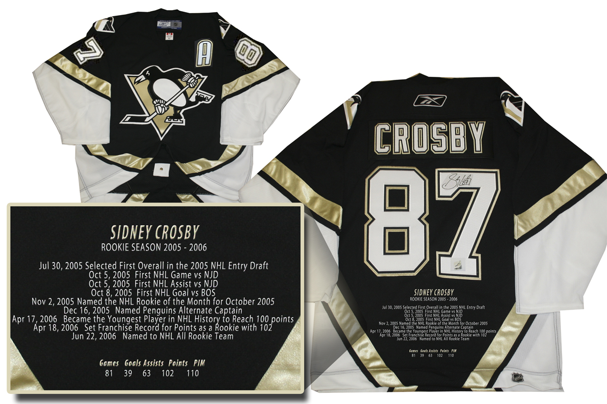 Facsimile Autographed Sidney Crosby Pittsburgh Black Reprint Laser