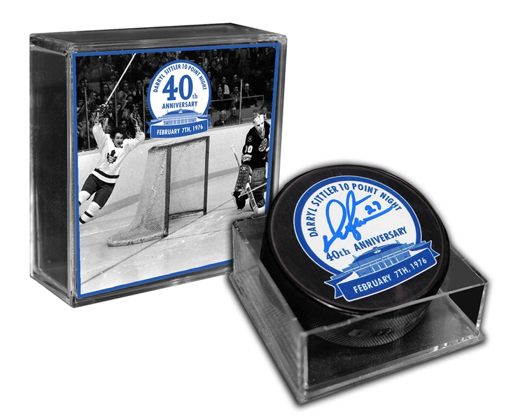 Darryl Sittler - Signed Puck 10-Point Night 40th Anniversary Logo Limited Edition /127