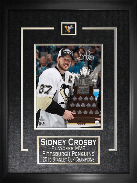 Sidney Crosby - Signed & Framed 8x10" Etched Mat Penguins 2016 Conn Smythe Trophy-V