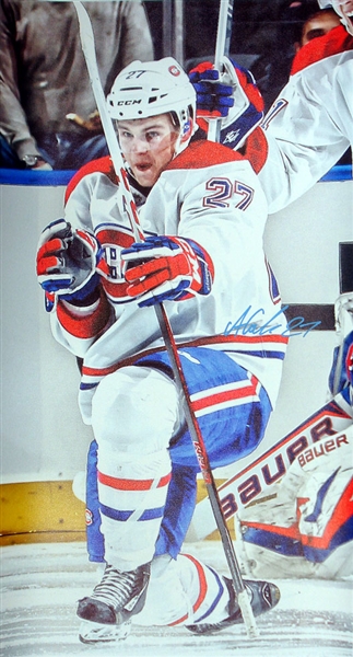Alex Galchenyuk - Signed 14x28 Canvas Canadiens White Celebration-V