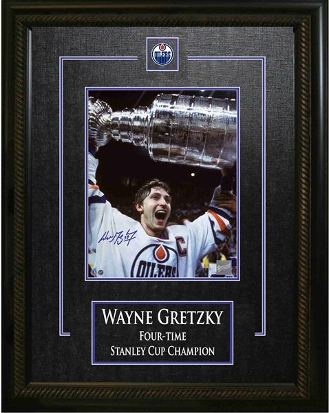 Wayne Gretzky - Signed & Framed 8x10" Etched Mat Edmonton Oilers Stanley Cup