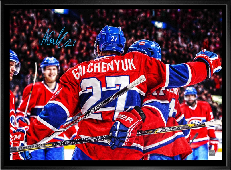 Alex Galchenyuk - Signed & Framed 20x29 Canvas Canadiens Celebration-H