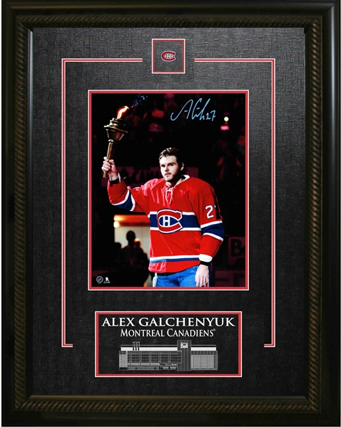 Alex Galchenyuk - Signed & Framed 8x10 Etched Mat Canadiens Red Holding Torch-V