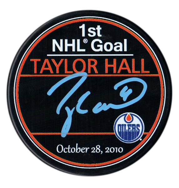 First NHL Career Goal Puck Pacakge - Darnell Nurse & Taylor Hall & Nail Yakupov Signed 1st NHL Goal Edmonton Oilers 