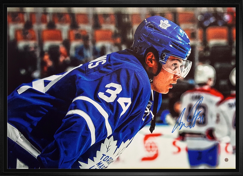 Auston Matthews - Signed & Framed 20x29 Canvas Leafs Side View-H