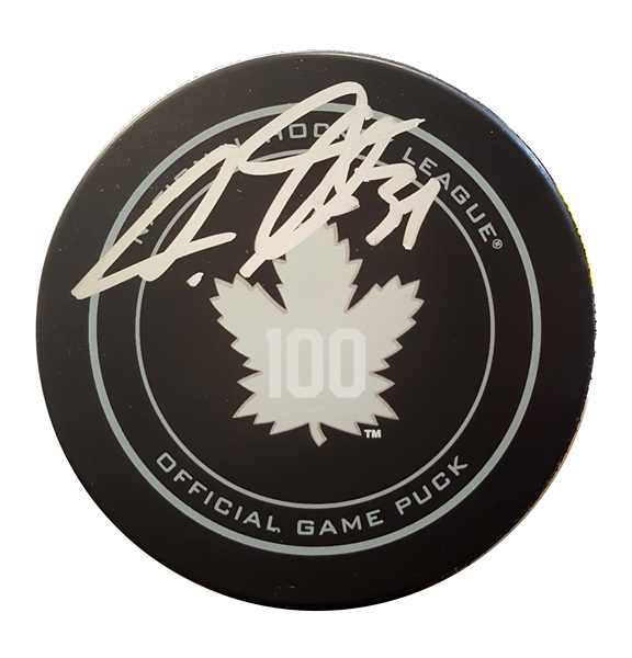 Auston Matthews - Signed Puck Toronto Maple Leafs 100th Anniversary Logo
