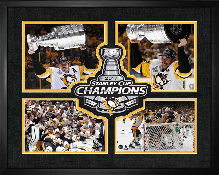 Pittsburgh Penguins 16x20" Framed 4-Player Logo Print 2017 Stanley Cup Champs