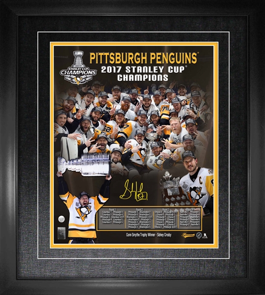 Sidney Crosby Signed 16x20" Framed 2017 Stanley Cup Collage
