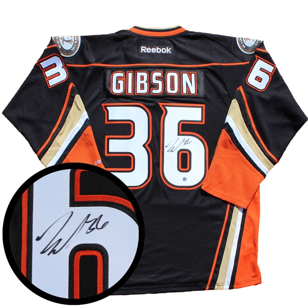 John Gibson Signed Jersey Ducks Replica Black 2016-2017 Reebok