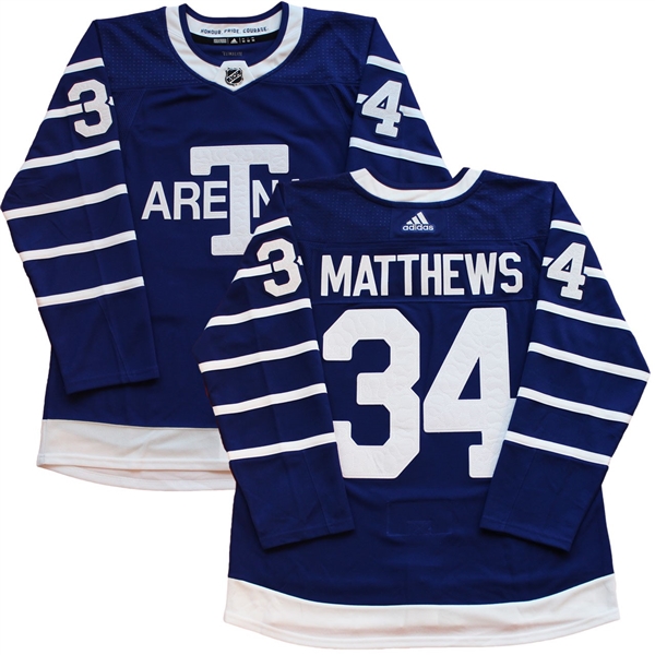 Auston Matthews Jersey Unsigned Toronto Arenas Adidas Pro Blue 2017-2019