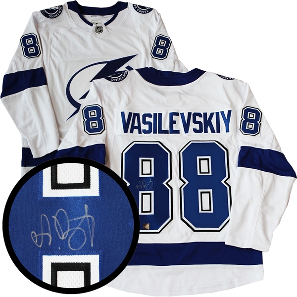 Andrei Vasilevskiy Signed Jersey Lightning Replica Blue 2016-2017 Reebok