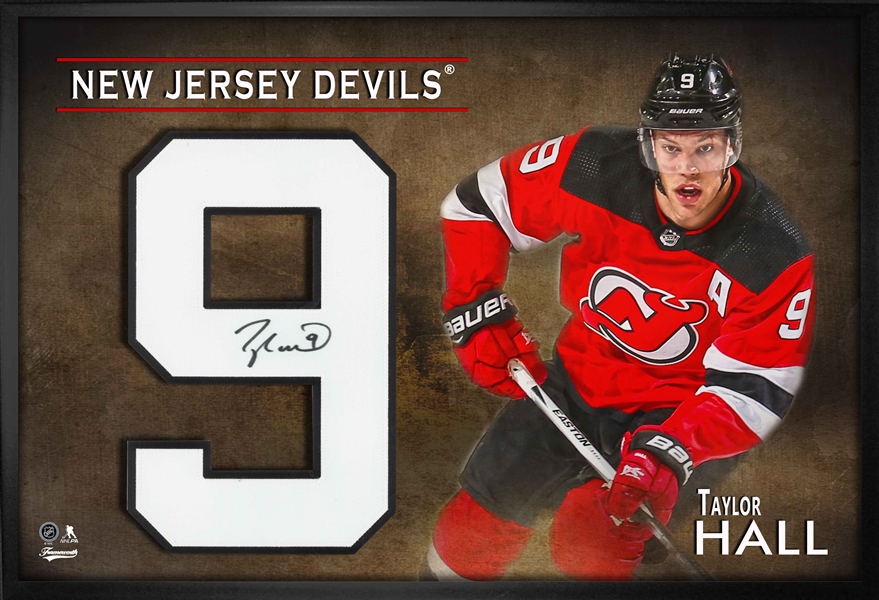 Taylor Hall Signed Jersey Number Framed Print Devils Red