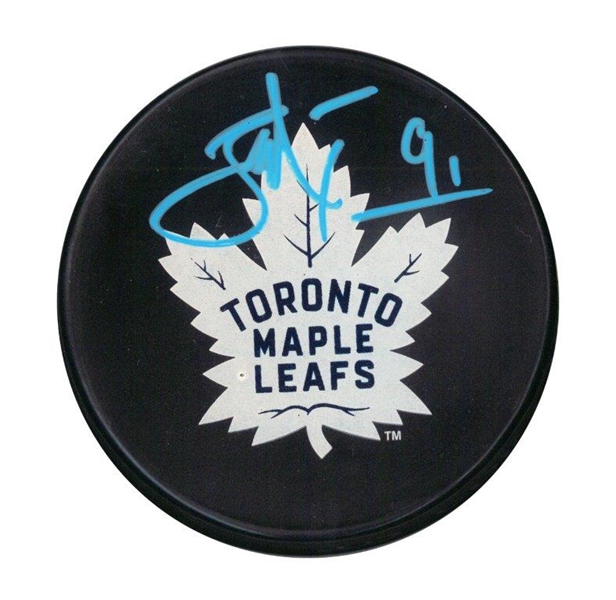 John Tavares Signed Puck Maple Leafs Large Logo