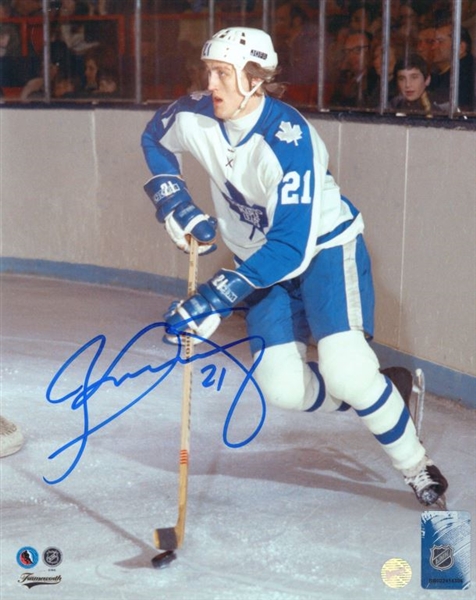Borje Salming Signed 8x10 Unframed Maple Leafs White Action