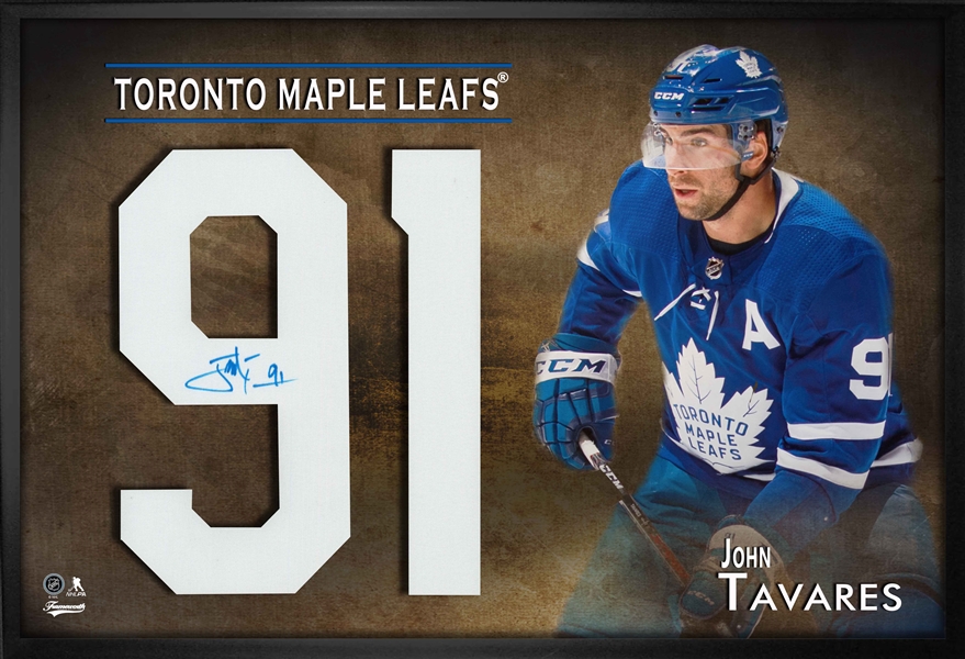 John Tavares Signed Numbers Framed Print Maple Leafs Blue-H