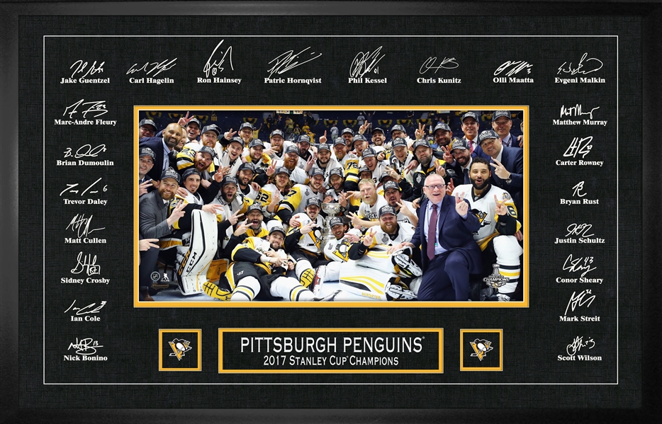 Pittsburgh Penguins Framed Etched Signatures 2017 Stanley Cup