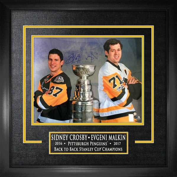 Sidney Crosby / Malkin Dual Signed 16x20" Etched Mat Back to Back Champions