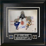 Sidney Crosby and Auston Matthews Signed 16x20 Mat Etched Overhead-H (Limited Edition 8 of 8)